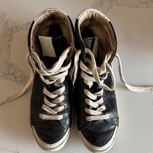 Frye Black High-Top Sneakers with Cream Laces